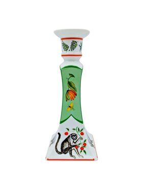 Lynn Chase Monkey Business Candlestick Porcelain Chinoiserie 8.5”